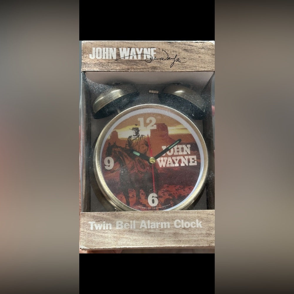 NEW John Wayne Twin Bell Alarm Clock The Duke